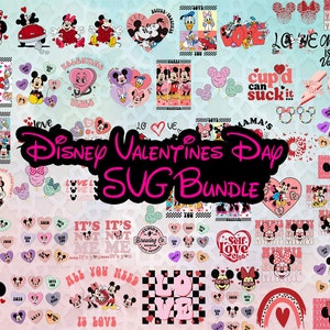 Paquete svg de Mickey del Día de San Valentín, svg de dibujos animados del Día de San Valentín, archivo PNG para el paquete de ratón del Día de San Valentín, paquete del Día de San Valentín Desniy