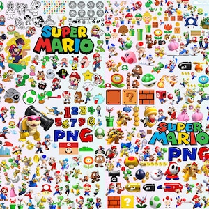 Super Mario SVG Bundle, Mario Set, Paper Mario, Luigi, Mario Characters SVG, Cut Files For Cricut Silhouette, Mario clipart bundle, alphabet