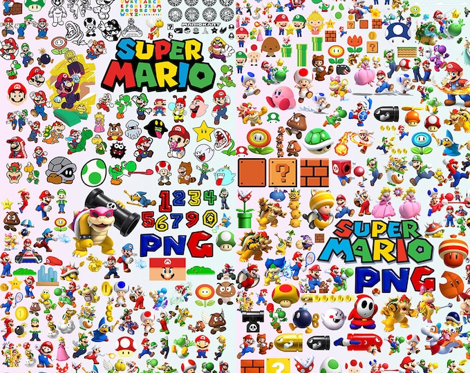 Super Mario SVG Bundle, Mario Set, Paper Mario, Luigi, Mario Characters ...