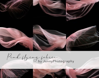 9 pink flying fabric for Photoshop, Photography Background, Fine art photography, Overlays photo, Photoshop Overlay