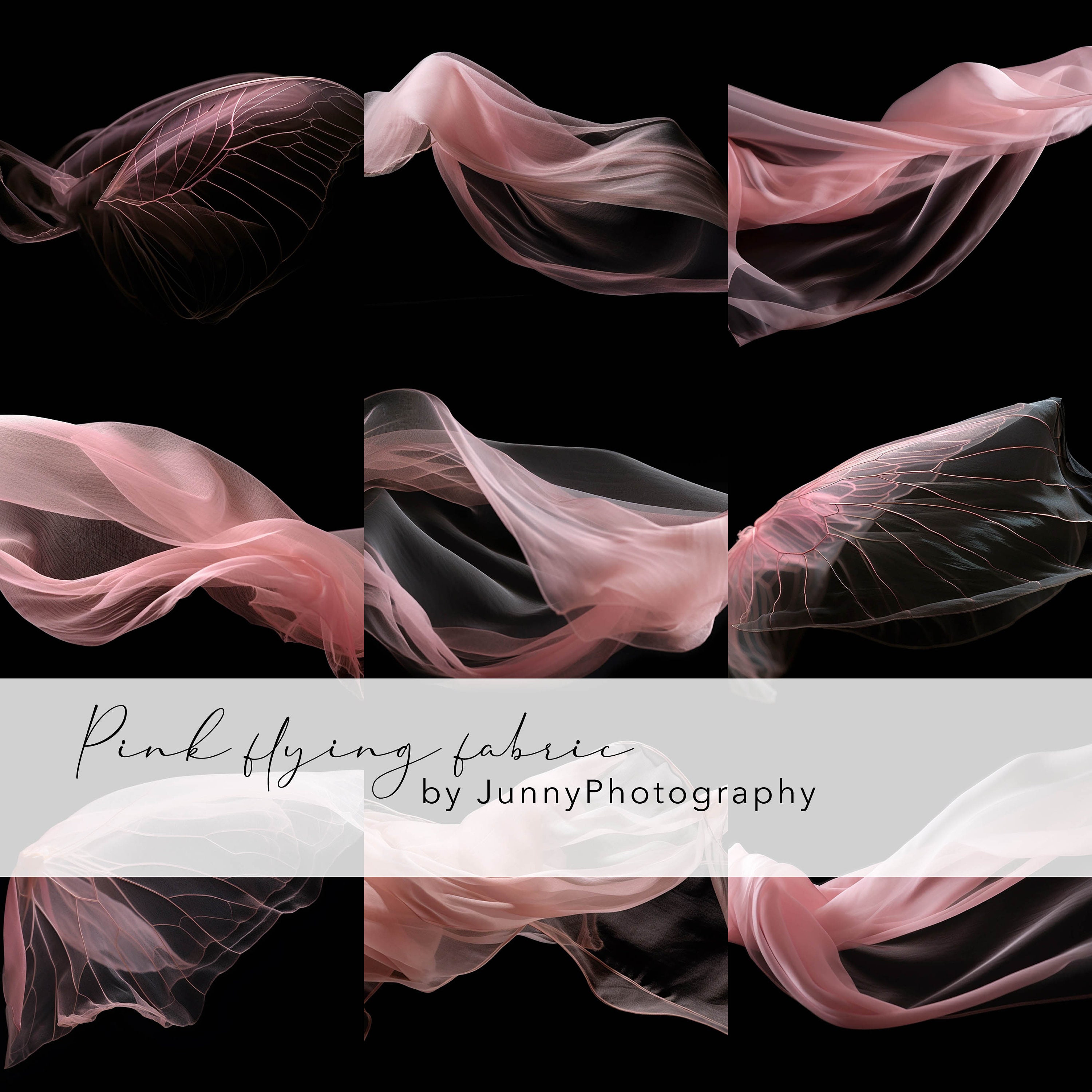 9 Pink Flying Fabric for Photography Background, Fine Art