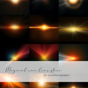12 magical sun lens flare overlay for Photoshop, Photography Background, Fine art texture, Photo overlays,