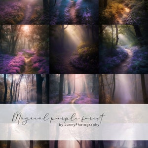 12 purple enchanted forest digital background for Photoshop, Photography Background, Fine art texture, Photo overlays,