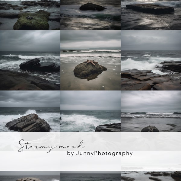 12 stormy moody sea digital background for Photoshop, Fine art texture, Overlays photo, storm, sea, moody