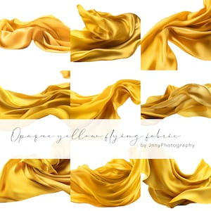 9 yellow flying fabric on transparent background, Photography, Fine art photography, Photo overlays, Photoshop Overlay