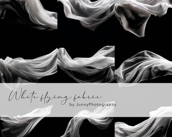 9 white flying fabric for Photoshop, Photography Background, Fine art photography, Photo overlays, Photoshop Overlay