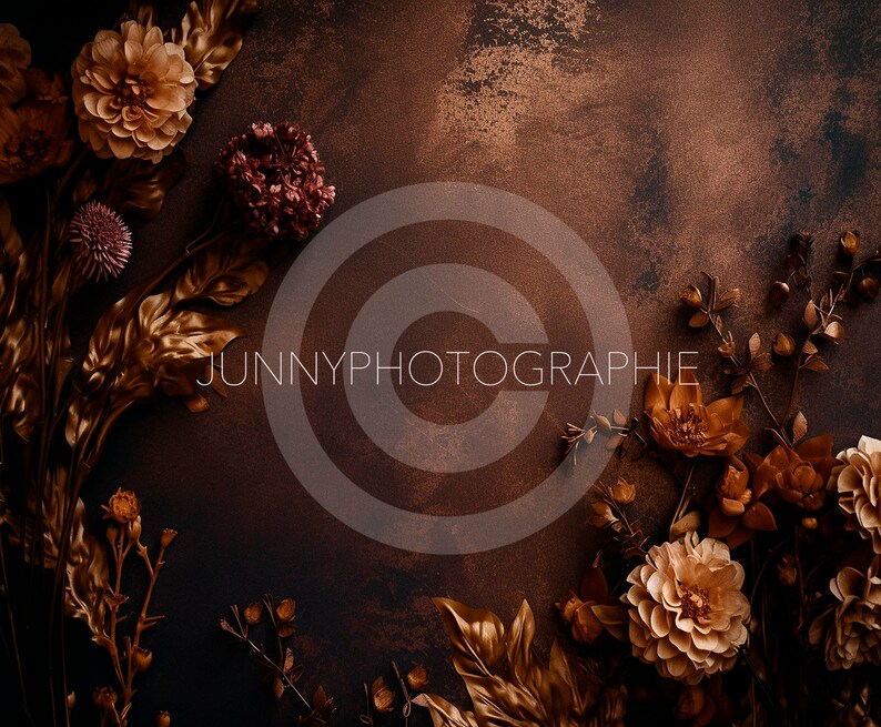 12 Floral Gold and Brown Overlay for Photoshop, Photography Background