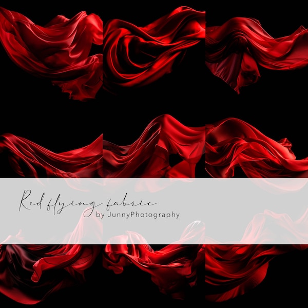 9 red flying fabric for Photoshop, Photography Background, Fine art photography, Overlays photo, Photoshop Overlay