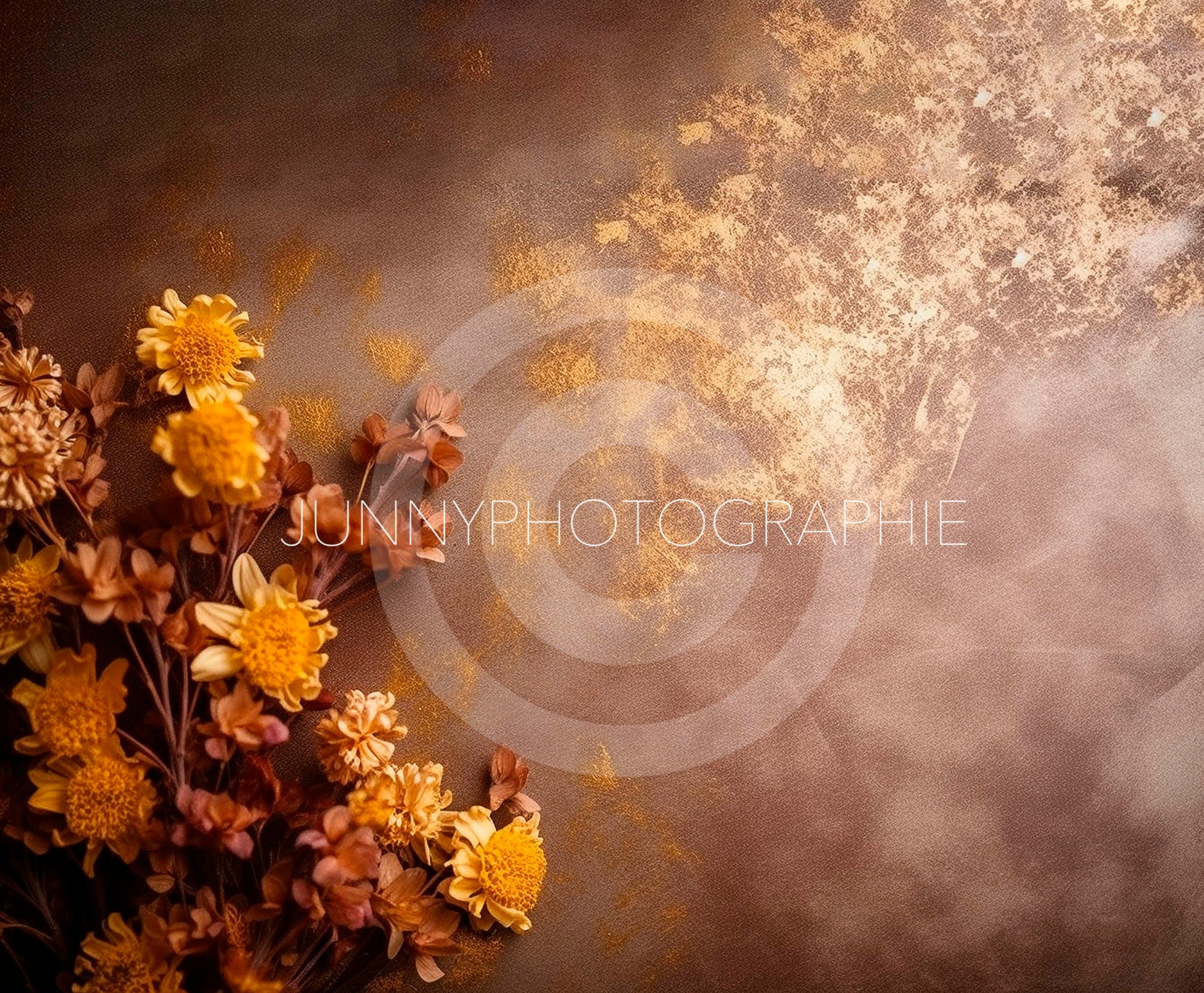 12 Floral Gold and Brown Overlay for Photoshop, Photography Background