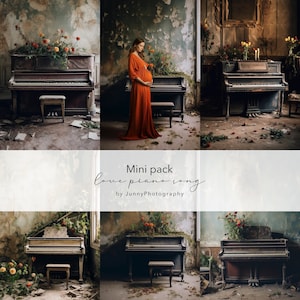 5 vintage piano digital background for Photoshop, Photography Background, Fine art texture, Photo overlays, Photoshop Overlay