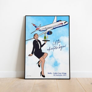 Personalised Custom Cabin Crew Portrait Print - Any Airline - New Job, Old job, Poster Cabin Crew - Thomas Cook Memorabilia