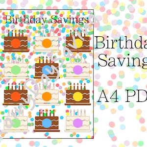Birthday Cake Savings Challenge/Tracker - A4 PDF - Digital & Printable