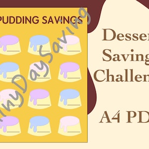 Cute Pastel Pudding Dessert Savings Challenge/Tracker - A4 PDF - Digital & Printable