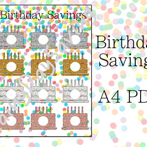 Glitter Birthday Cake Savings Challenge/Tracker - A4 PDF - Digital & Printable