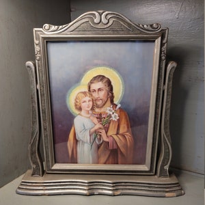 Antique Jesus and Child in Frame