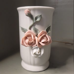 Wide Mouth Mid Century Rose Vase