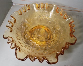 Imperial Glass Ruffled Orange Bowl