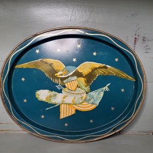 American Flag Eagle Crest Metal Tray