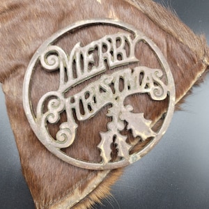 Merry Christmas Vintage Brass Trivet