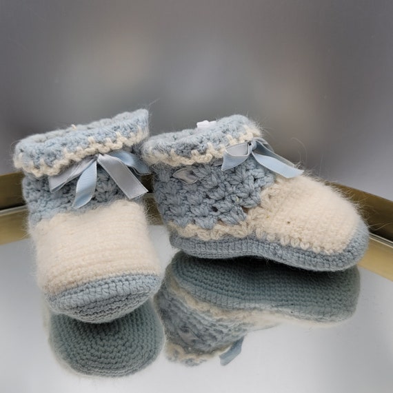 Knit Baby Booties- Blue - image 1