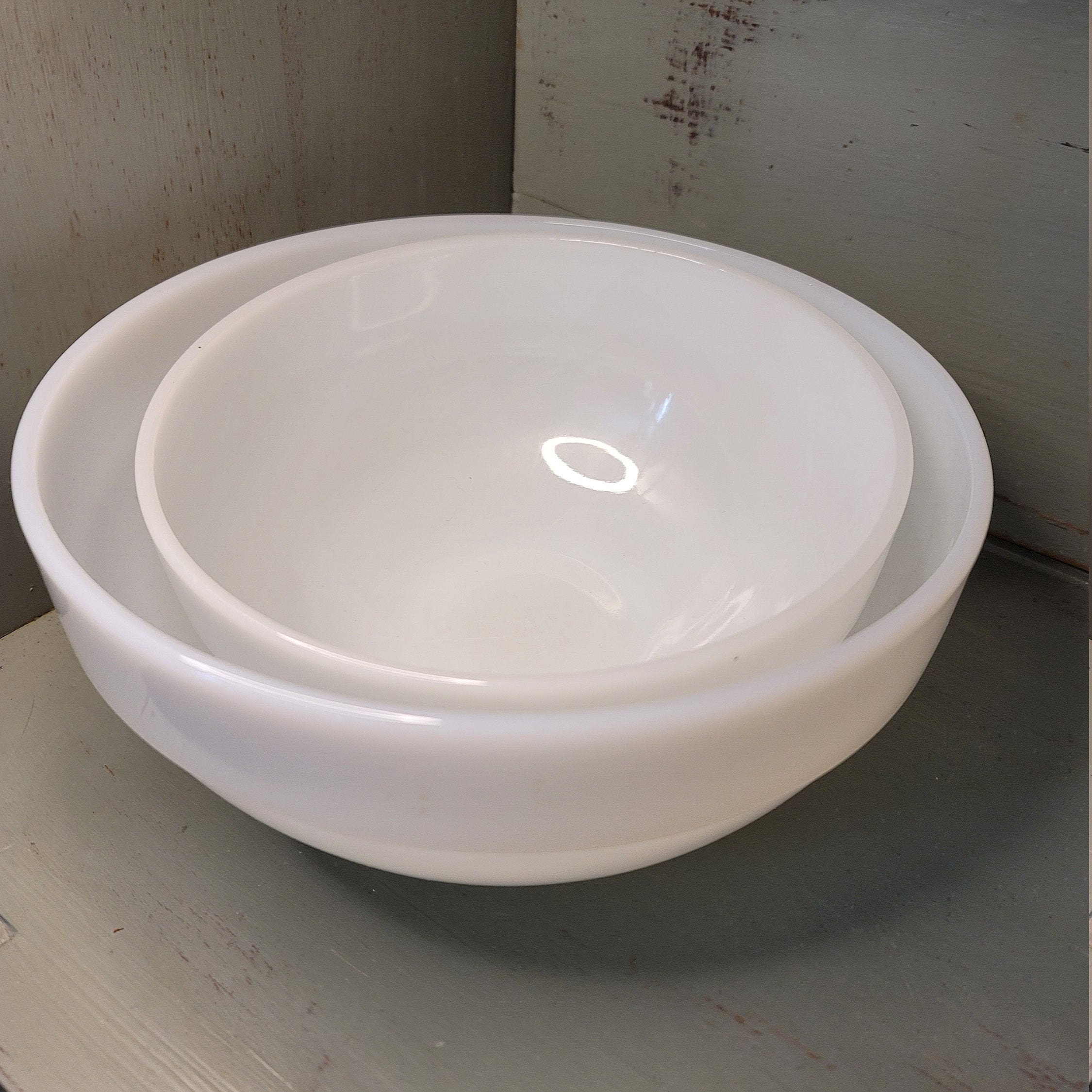 Fire King Milk Glass Mixing Bowls Set of 2 Etsy