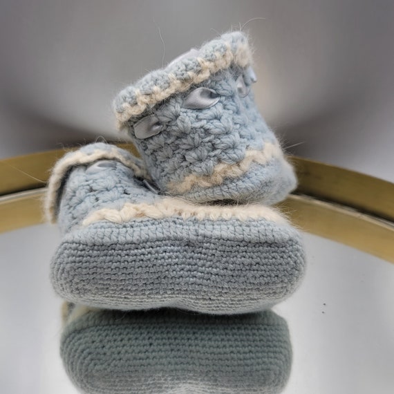 Knit Baby Booties- Blue - image 2