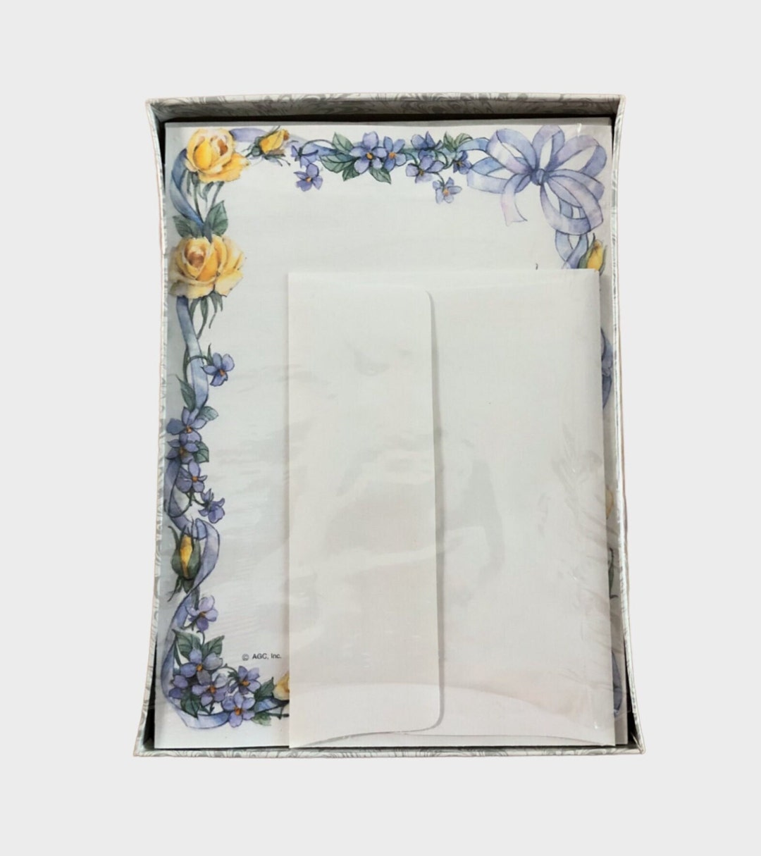 Vintage Carlton Cards AGC Embossed Boxed Stationery Yellow Etsy