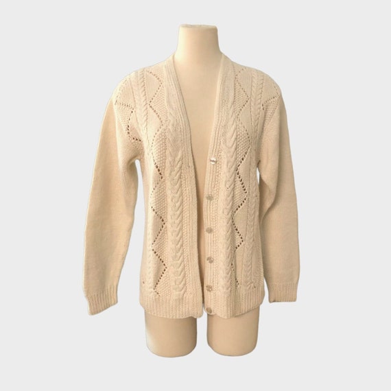 Vintage Cable Knit Ramie Cotton Cardigan Sweater by P… Gem