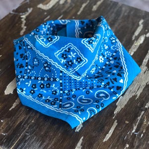 Vintage Teal Blue Fast Color All Cotton Bandana RN 13960 