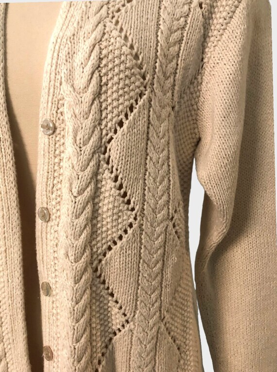 Vintage Cable Knit Ramie Cotton Cardigan Sweater by P… Gem