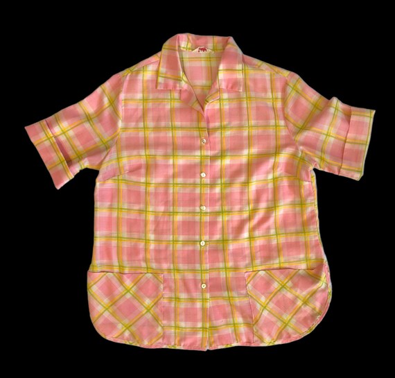 Short Sleeve Pink Plaid Button Shirt 