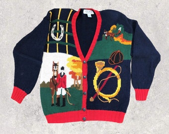 Horse Print Cardigan - Etsy