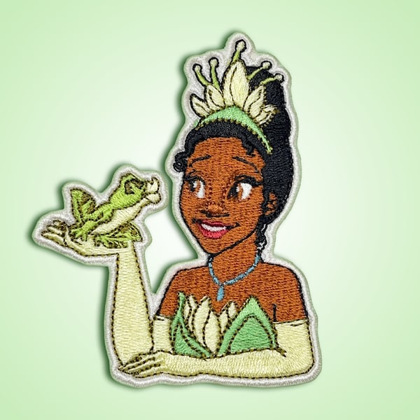 Tiana patch, Frog Princess, Prince Naveen Embroidered iron-on patch