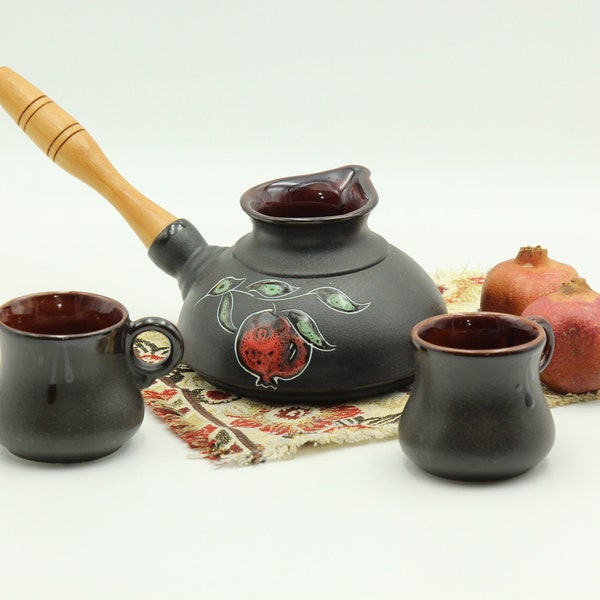 Coffee Tea maker Jazve, Ceramic Coffee Pot, Jezve, Turkish Armenian coffee maker,Handmade manual coffee pot,Personalized wooden handle,Turka