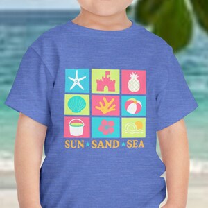 Toddler Sun Sand and Sea Shirt Lightweight Kids Summer Tee Beach Vacation Toddler T Shirt Comfy Ocean Shirt for Children