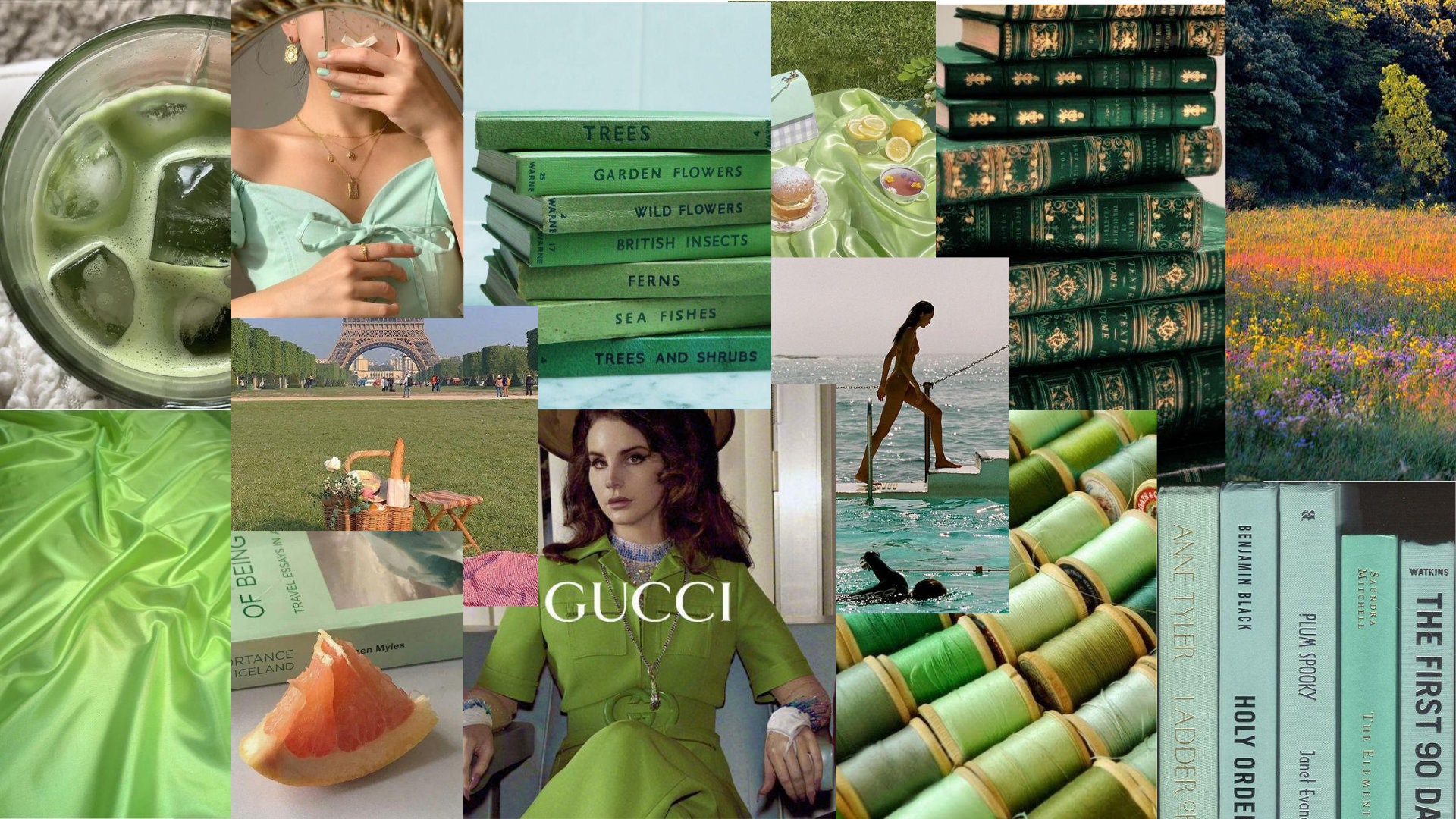 Soft green aesthetic vintage collage kit digital download | Etsy