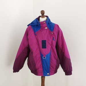 Vintage bomber jacket 90s, Purple jacket Women's, Vintage bomber jacket with balloon sleeves, OVERSIZE