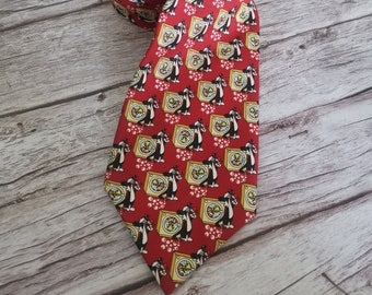 Vintage tie Sylvester, Tweety bird cartoon, funny tie, Men's tie