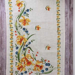 Vintage cotton kitchen towel FLORAL, 1980s, New, strong cotton, Tea towel, dish towel