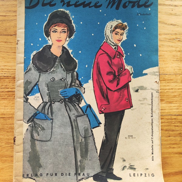 Die Neue Mode 1439 des années 1959, magazine de mode vintage des années 1959, motifs de couture vintage, ancien magazine de mode allemand des années 1959