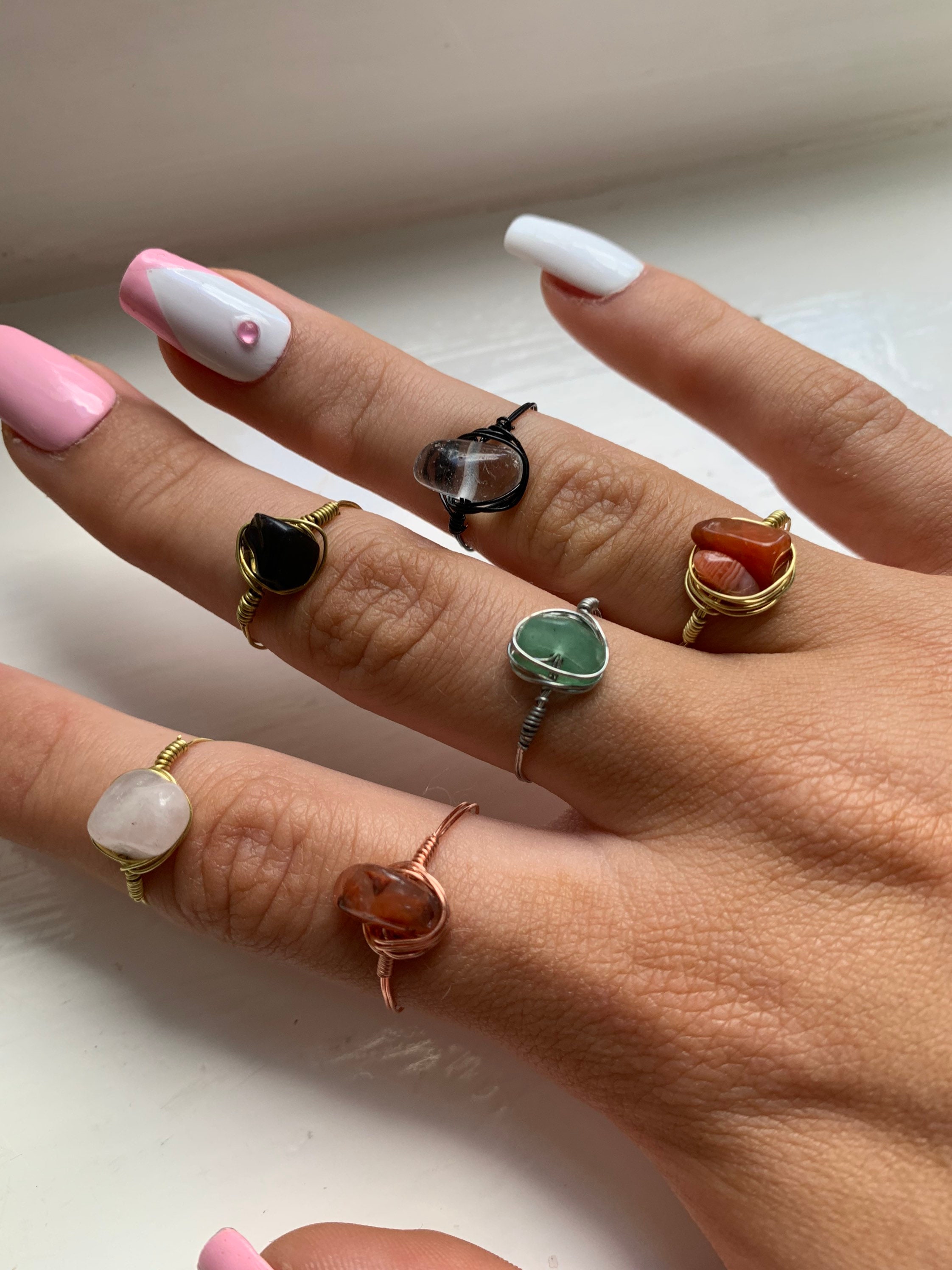 HANDMADE CRYSTAL RINGS, wire wrapped, healing, custom made <3
