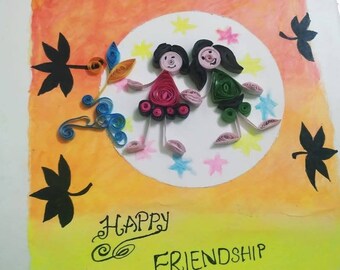 Friendship Day card, Quilling card, greeting card, invitation