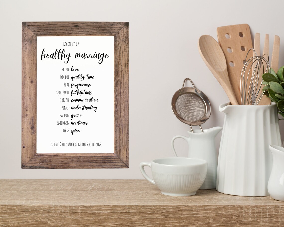 Healthy Marriage Recipe, Bridal Shower Gift Wedding Gift, Minimal Wall