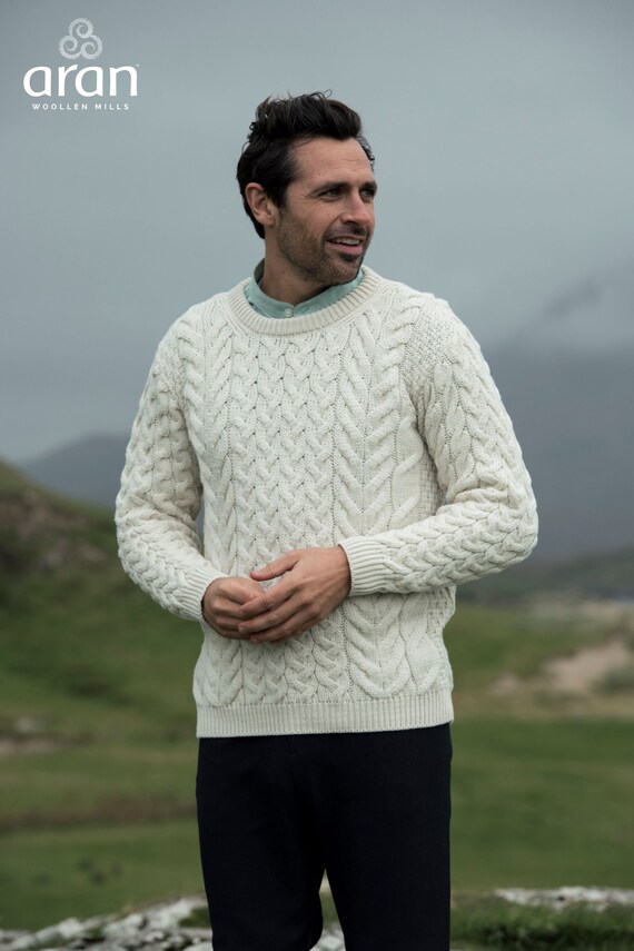 Aran Super Soft Merino Crew Neck Traditional Sweater - Etsy