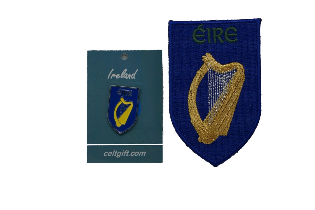 Harp Lapel Pin Ireland Coat of Arms With Free Embroidered Etsy