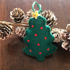 Small Christmas ornament in felt in the shape of a Christmas tree with 9 Rhinestone, Christmas decoration, Christmas ornament
