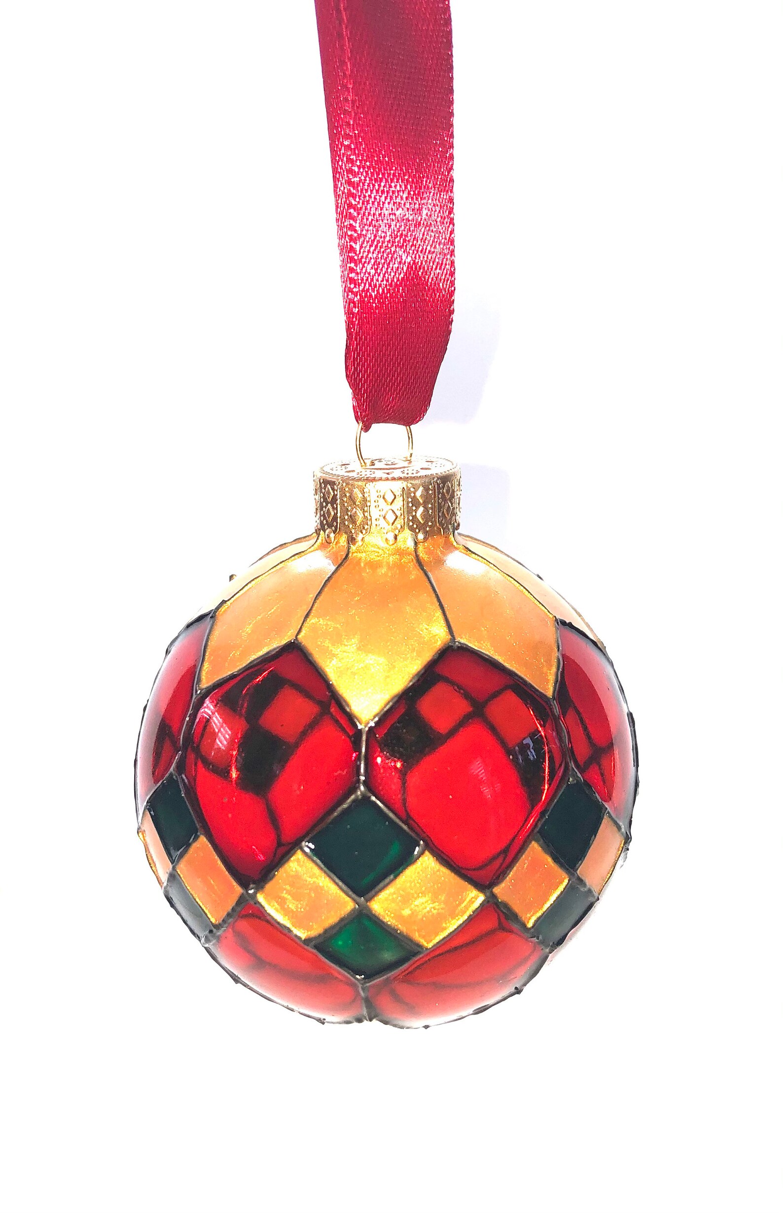 Handpainted Glass Christmas Ball With Stained Glass Paint Etsy UK