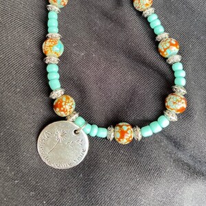 Beaded bracelet with charm - &quot;Wishes do come true&quot;