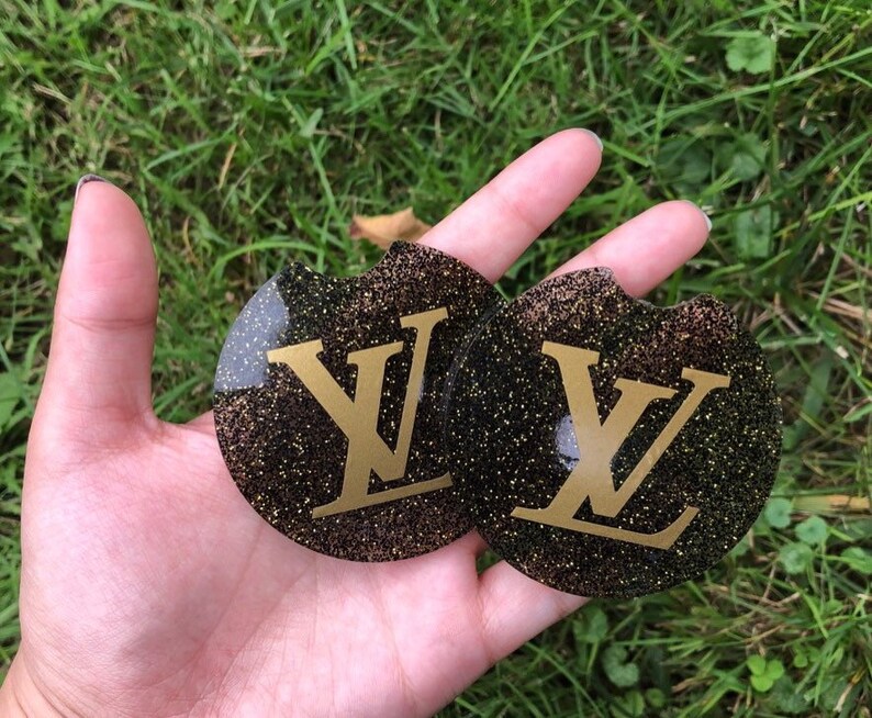 Louis Vuitton glitter car coasters/resin/personalized/custom Etsy