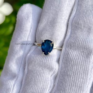 Anello in argento 925 con topazio blu, fatto a mano, anello con pietra preziosa di topazio blu, anello per compleanno, anniversario, fede nuziale, regalo per lei, anello in argento